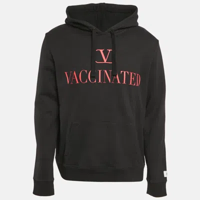Pre-owned Valentino Black Printed Cotton Hooded Sweatshirt Xl