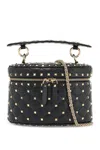 Valentino Black Quilted Leather Cylindrical Vanity Bag With Chain In Black