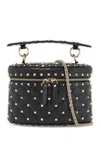 Valentino Garavani Black Quilted Leather Cylindrical Vanity Bag With Chain Women In Black