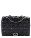 Valentino Black Quilted Sheep Leather Rockstud Beehive Chain Flap Bag Medium  (authentic Pre-loved) In Black