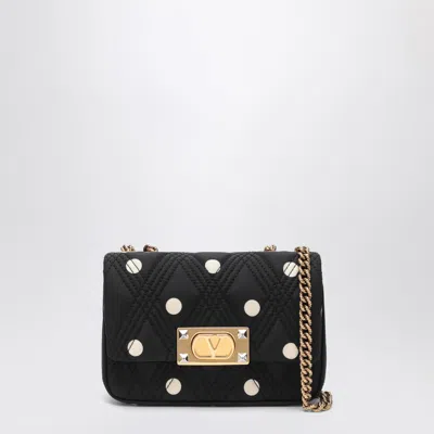 Valentino Garavani Black Quiltie 67 Bag With Ivory Polka Dots