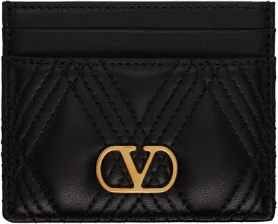 Valentino Garavani Black Quiltie 67 Card Holder