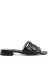 Valentino Black Quilted Nappa Leather Quiltie 67 Slide Sandals In Black