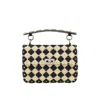 Valentino Garavani Two-tone Raffia Medium Rockstud Spike Handbag
