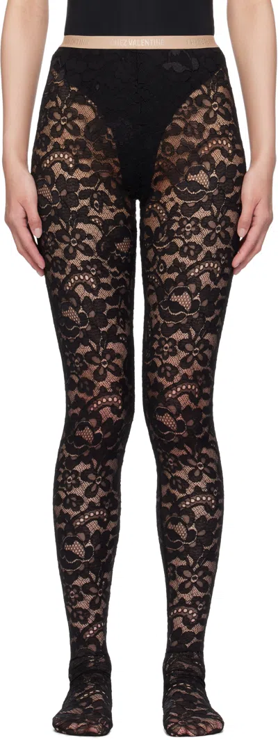 Valentino Black Rebrodé Lace Tights