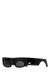 Valentino Black Rectangular Sunglasses In Black