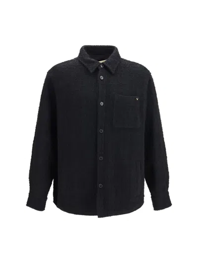 Valentino Textured High-neck Quilted Cotton Jacket In Black