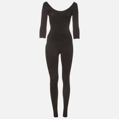 Pre-owned Valentino Black Rib Knit Scoop Neck Unitard Jumpsuit S