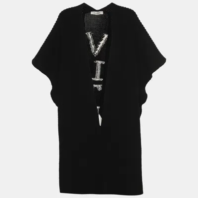 Pre-owned Valentino Black Rib Knit Vltn Cape S