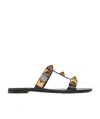 Valentino Womens Leather Studded T-strap Sandals