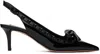 Valentino Black Rockstud Bow Slingback Heels In 0no Nero