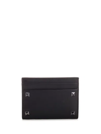 VALENTINO GARAVANI BLACK ROCKSTUD CARD HOLDER