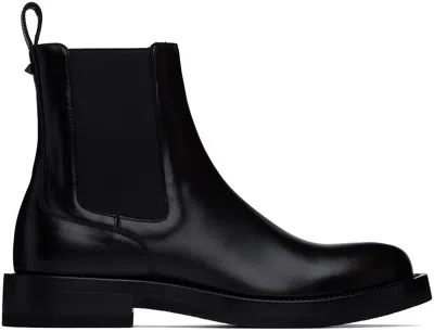 Valentino Garavani Black Rockstud Chelsea Boots In 0no Nero