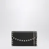 Valentino Black Rockstud Crossbody Wallet In Black