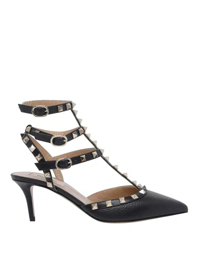 Valentino Garavani Black Rockstud Decollete In Multi