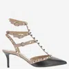 Valentino Rockstud Caged 65 Patent Ankle Strap Pump In Neutral