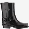Valentino Black Leather Biker Rockstud Ankle Boots In Black
