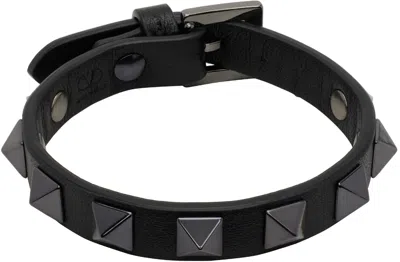 ブレスレット VALENTINO Black Rockstud Leather Bracelet J0I50 HIS 0NO Valentino Garavani Black Rockstud Leather Bracelet In 0no