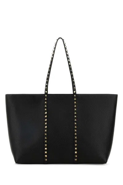 VALENTINO GARAVANI BLACK ROCKSTUD MEDIUM TOTE