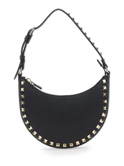 Valentino Garavani Black Rockstud Mini Hobo Bag