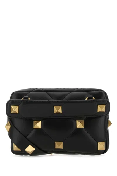 Valentino Garavani Black Rockstud Quilted Studded Crossbody Bag