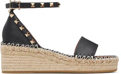 Valentino Garavani Black Rockstud Sandals In Multi