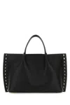 Valentino Structured Rockstud Leather Handbag With Metal Studs In Black