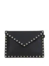 Valentino Dnu Inv  Rockstud Grainy Leather Pouch In Black