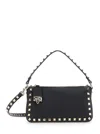 Valentino Garavani Rockstud Small Shoulder Bag In Grained Calfskin In Black
