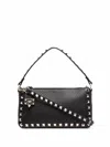 Valentino Rockstud Small Black Grainy Leather Crossbody Bag In Black