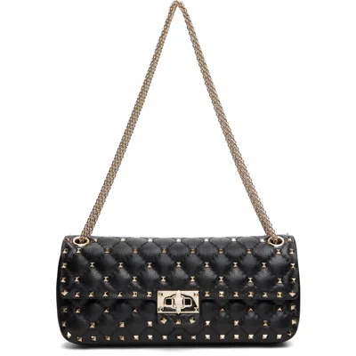 Valentino Garavani Black Rockstud Spike Medium Shoulder Bag In 0no Nero