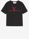 Valentino Black Crew Neck T-shirts In Black