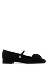 Valentino Satin Bow Mary Jane Ballerina Flats In Black