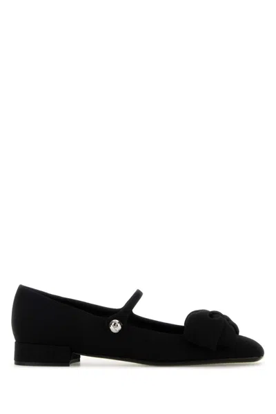 VALENTINO GARAVANI BLACK ROUND TOE BALLET FLATS