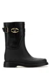 VALENTINO GARAVANI BLACK RUBBER AND LEATHER BOOTS