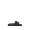 Valentino Rubber Slides With Wide Strap And Flat Sole In Black