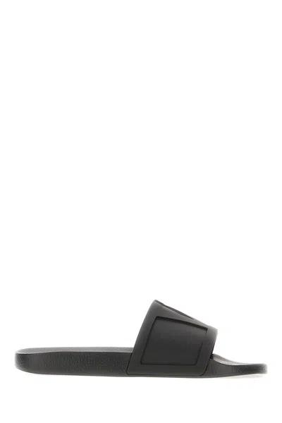 Valentino Garavani Black Rubber Slippers