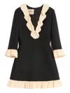 Valentino Womens Navy Betulla Ruffled V-neck Wool And Silk Midi Dress In Black