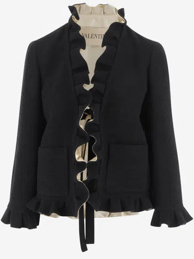 VALENTINO BLACK RUFFLED BLAZER