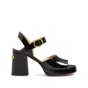 Valentino Garavani Fawcette Platform Sandal In Polished Calfskin 100mm Woman Black 42