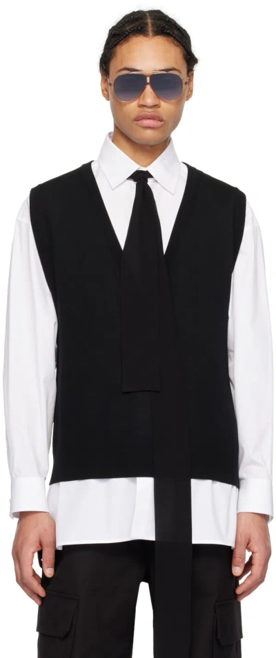 Valentino Black Scarf Waistcoat In Nero