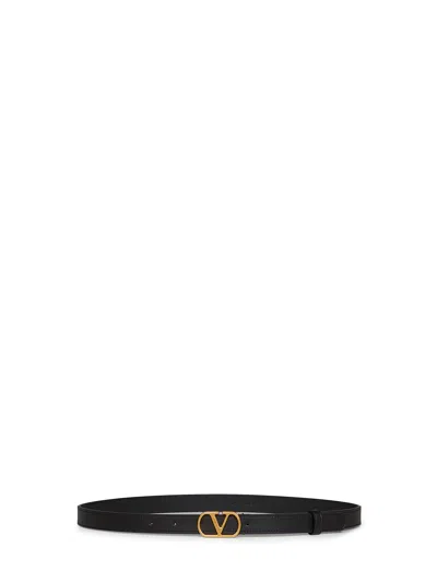 Valentino Garavani Black Shiny Calfskin Leather Vlogo Signature Belt