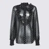 Valentino Garavani Polka Dot Tulle Bib Button-up Shirt