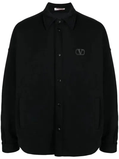 Valentino Black Padded Jersey Shirt Jacket
