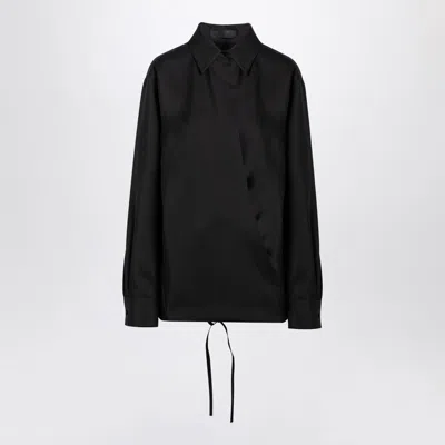 VALENTINO BLACK SHIRT WITH DRAWSTRING