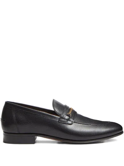 VALENTINO GARAVANI BLACK SIGNATURE LEATHER LOAFERS