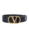 Valentino Black Signature Logo Buckle Belt In Black