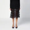 Valentino Semi-sheer Chiffon Midi Tiered Skirt In Black