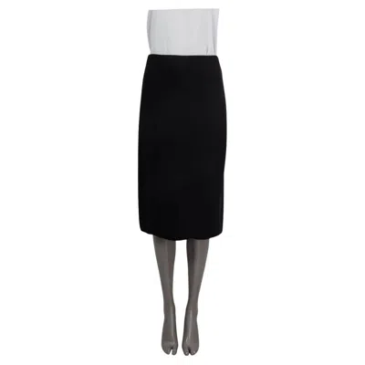Pre-owned Valentino Black Silk Faux Wrap Midi Skirt 38 Xs