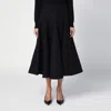 Valentino Flared Wool-silk Crepe Midi Skirt In Black
